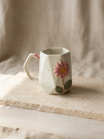Diamond Cut Flower Mug