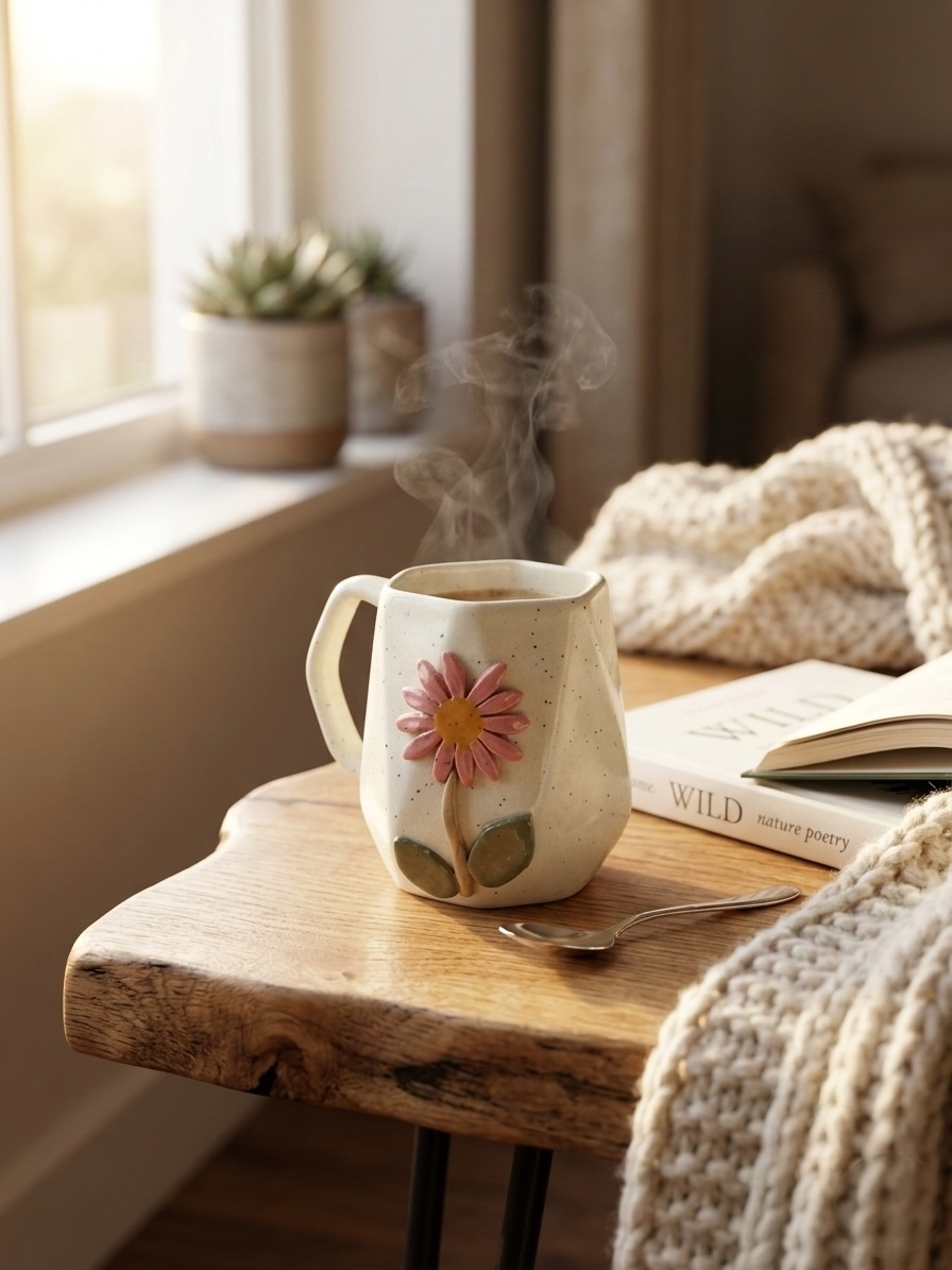 Diamond Cut Flower Mug
