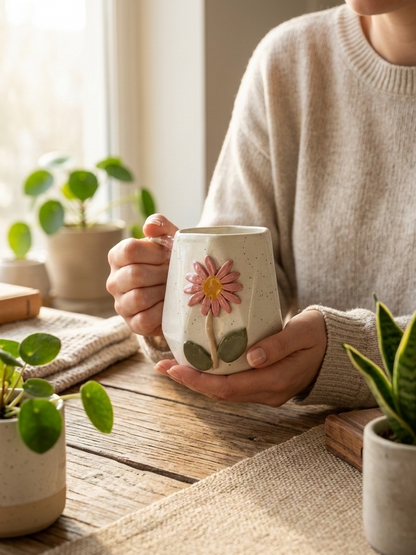 Diamond Cut Flower Mug