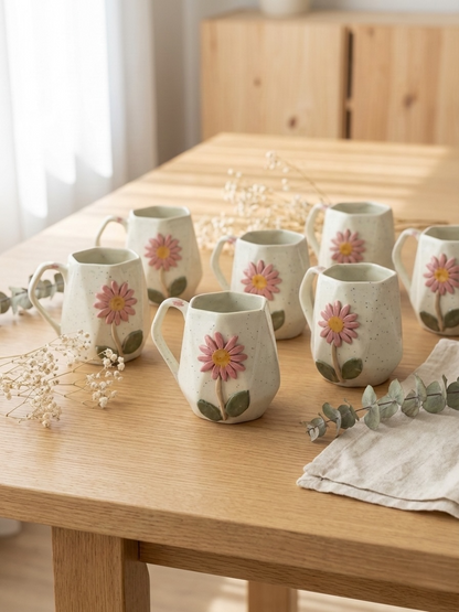Diamond Cut Flower Mug