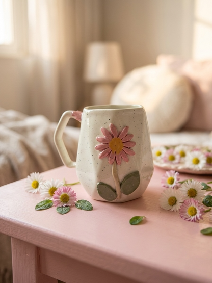 Diamond Cut Flower Mug