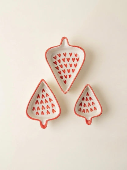 Hearts Condiments and Snacks Trays (Set of 3)