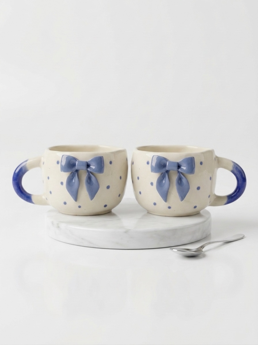 Blue Side Bow Mugs