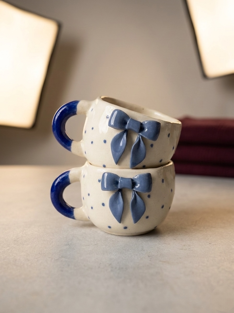 Blue Side Bow Mugs
