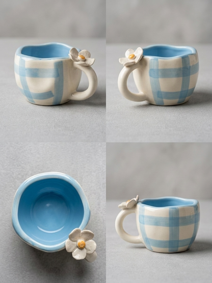 Blue Check Mugs