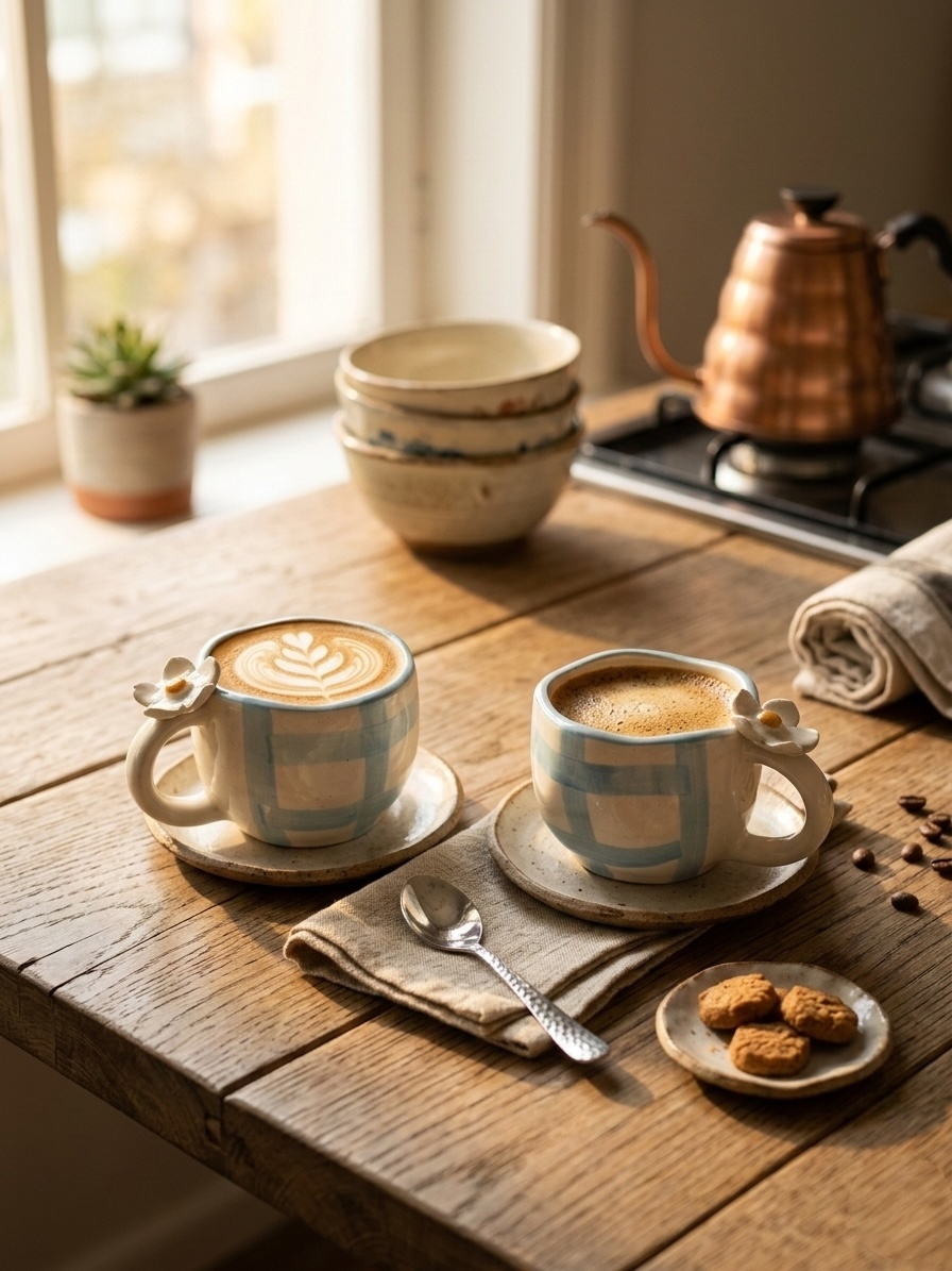 Blue Check Mugs