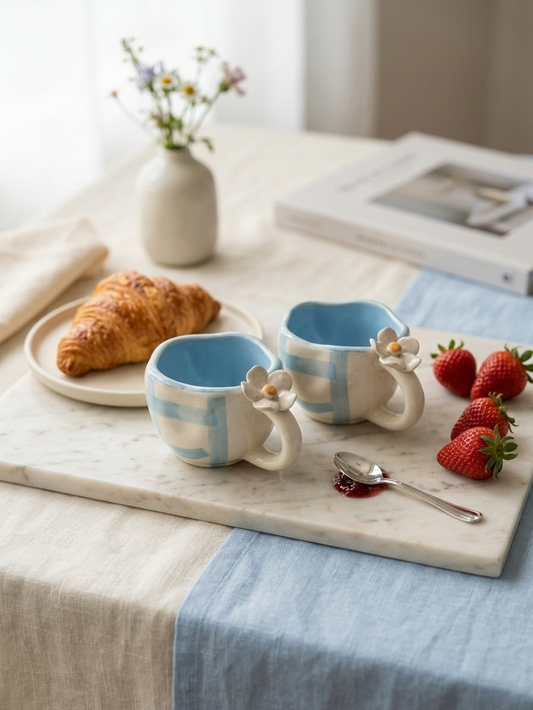 Blue Check Mugs