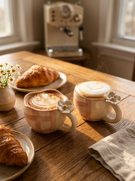 Pink Check Mugs (Pack of 2)