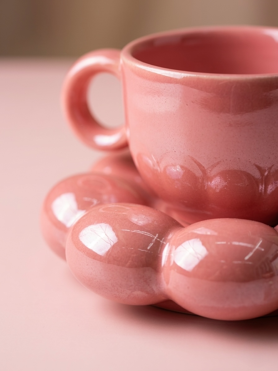 Sparkling Pink Mug and Saucer (Pack of 1)
