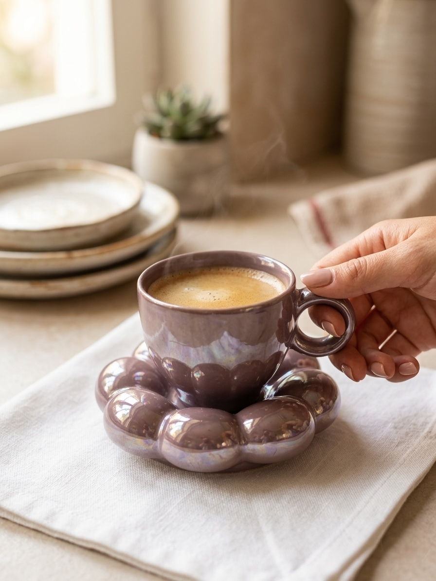 Sparkling Purple Mug and Saucer