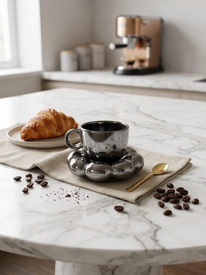 Sparkling Black Mug and Saucer (Pack of 1)