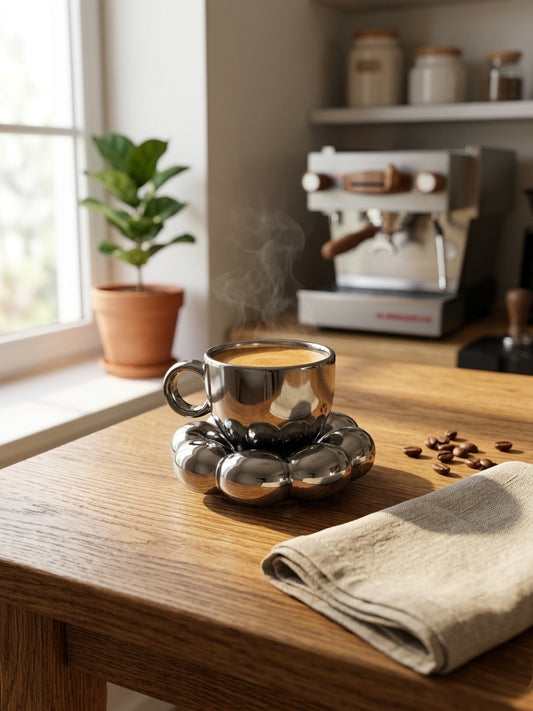 Sparkling Black Mug and Saucer (Pack of 1)