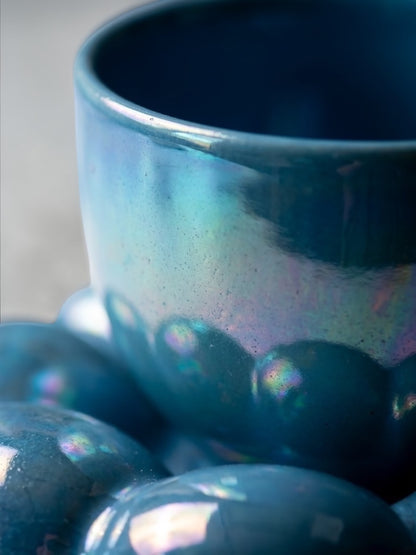 Sparkling Blue Mug With Saucer