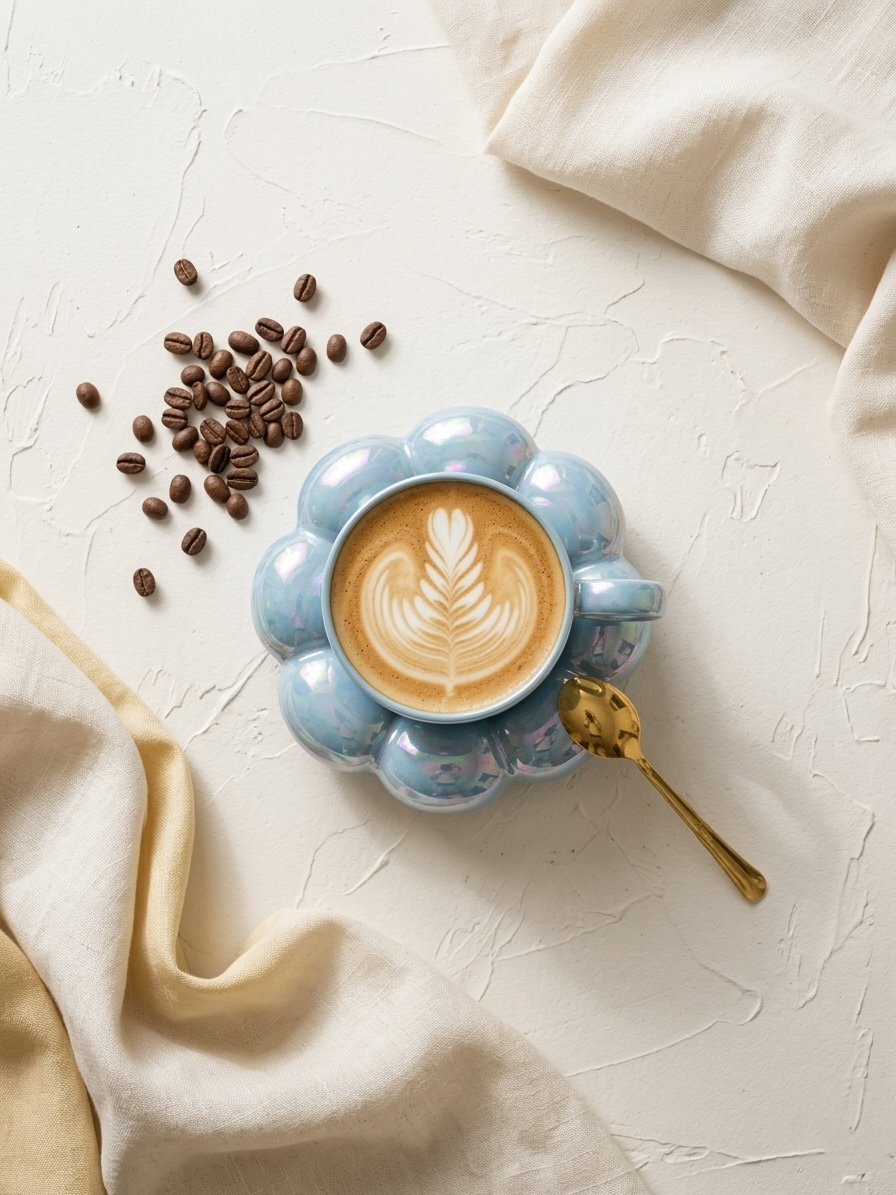 Sparkling Blue Mug With Saucer