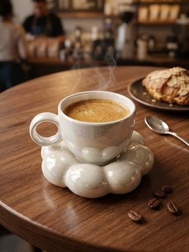 Sparkling Pearl White Mug and Saucer