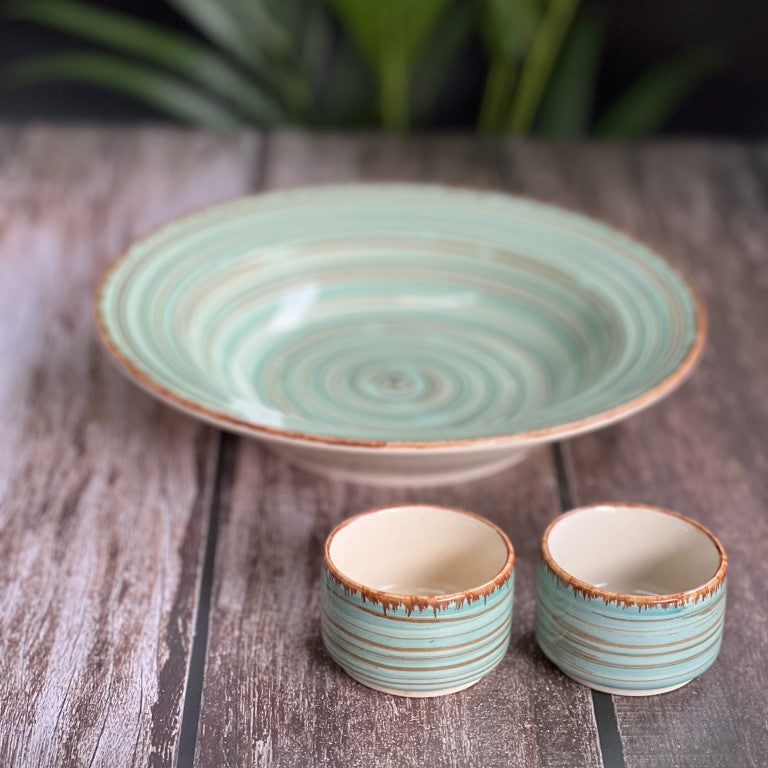 Green Pasta Plate with Dips