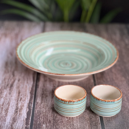 Green Pasta Plate with Dips