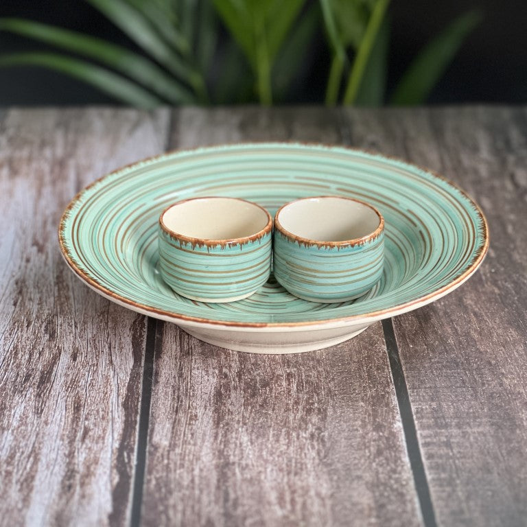 Green Pasta Plate with Dips