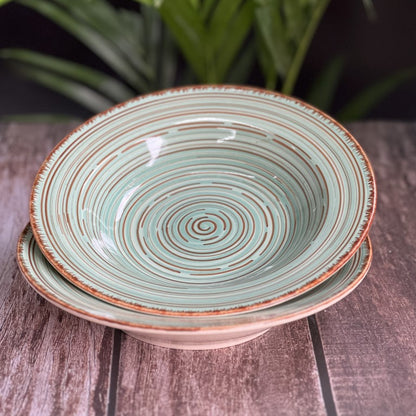 Two Green Pasta Plates